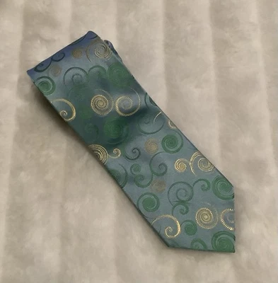 Elegante corbata con patrón de remolino en azul y verde de Croft & Barrow Foto 1 de 3