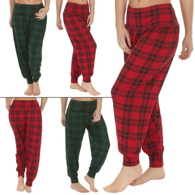 Womens Ali Baba Hareem Trouser Tartan Print Long Pants Baggy Trousers Leggings - Image 1 of 4