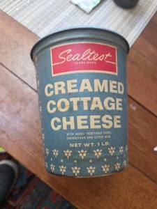 Contenedor de queso cottage crema vintage SEALTEST papel encerado tapa de metal de 1 lb - Imagen 1 de 5