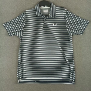 Camisa Polo Under Armour Para Hombre L Regular Negra Rayas Heatgear Golf Trabajo Informal - Imagen 1 de 7