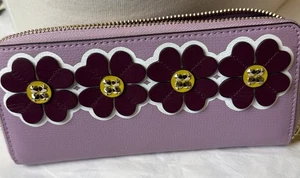 Kate Spade Neu Sylvia Flower Slim Continental Geldbörse Orchidee Flieder Leder Floral - Bild 1 von 7