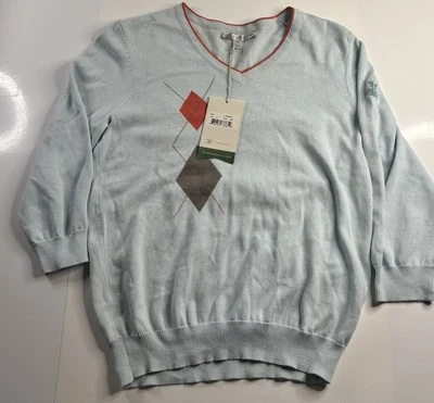 NEW Cutter & Buck Mens Lite Blue V-Neck 3/4 Sleeve Pullover Sweatshirt Small NWT - Image 1 of 4