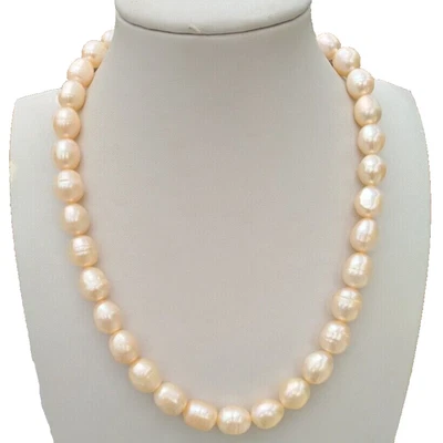 Collar de perlas rosas de oro de 19" hecho a mano de 12-10 mm AAA+ del Mar del Sur de oro de 14 k P Foto 1 de 4