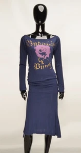 Vintage Buddhist Punk Grunge Y2K Boat Neck Open Back Chains Long Sleeve Dress 1 - Picture 1 of 12