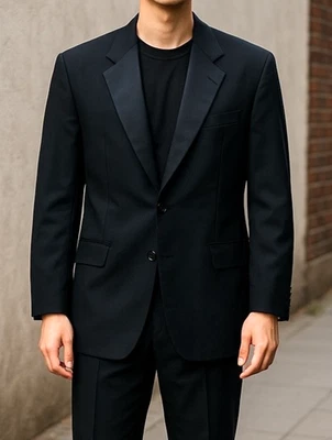 Givenchy Monsieur Men's Black 1 Button Blazer Jacket Wool Satin Lapel Sz 40R USA - Image 1 of 4