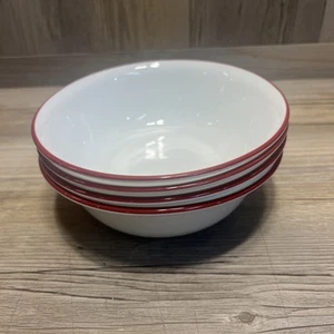 Set of 4 Corelle Cereal Bowls, White with Red Rim 6-1/4” - Picture 1 of 5