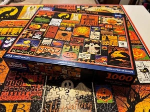 Gorgeous WHITE MOUNTAIN 1000 piece jigsaw puzzle “ Happy Haunting ” Halloween - Picture 1 of 22
