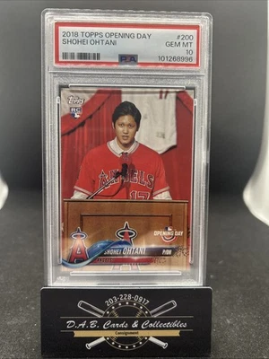 2018 Topps Opening Day Shohei Ohtani RC Rookie #200 Angels PSA 10 GEM MINT - C01 - Image 1 of 2