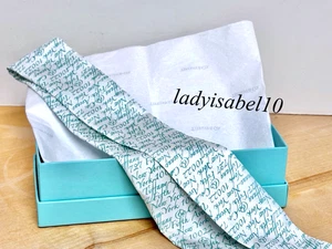 Tiffany & Co. Bufanda de seda notas NUEVA YORK QUINTA AVE azul y blanco con caja - Imagen 1 de 8