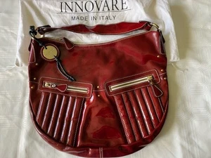 Innovare Handbag Patent Leather Crescent Shaped Red Ladies Made In Italy - Picture 1 of 12