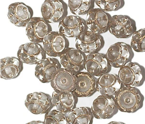 Glilded Crystal Crown Czech Pressed Glass Beads (pack of 30) - Picture 1 of 3