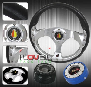 Slight Concave Steering Wheel Blk + Slim Quick Release + Hub For 90-96 300Zx Nt - Picture 1 of 3