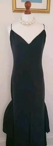 Authentic Christian Dior Vintage Black Silk Maxi Classic Evening Dress FR36 UK8 - Picture 1 of 24