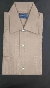 Vintage Career Club Diamond Pattern Brown Shirt Short Sleeve Size 14 S 14½ NOS - Picture 1 of 7