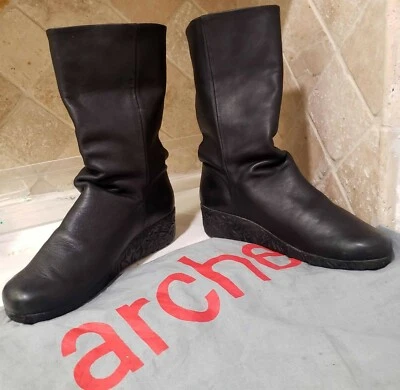 Arche Barkya Botas Cuero Negro Cuña Baja Mujer Bota Talla 37 US 6.5 Foto 1 de 4