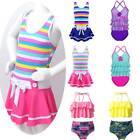 Girls Bikini Swimsuits Outfits Tops+Bottoms Mermaid Floral Printed Bathing Suits