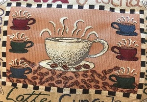 Vintage Pillow Tapestry Coffee Mug Needlepoint Wool Latte Cappuccino cup pot - Picture 1 of 8