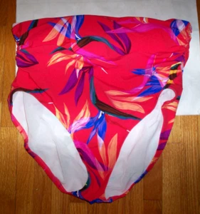 NWT PROFILE BY GOTTEX Bikini Swimsuit Bottom Red Floral Bird Paradise, Size 16 - Picture 1 of 2