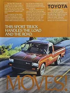 Camioneta deportiva Toyota SR5 años 80 Mancave anuncio impreso vintage 1983 - Imagen 1 de 2