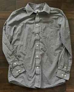 Cat & Jack Boys Size XL (16) Black White Gingham Plaid Button Up Shirt Top - Picture 1 of 3