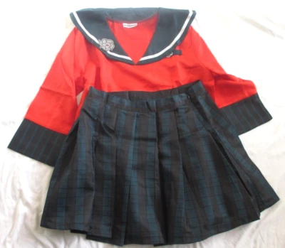 Halloween Cosplay Anime School Girl Pleated Plaid Skirt  Uniform  6 Pieces XL - Image 1 of 3