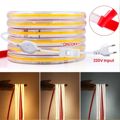 230V COB LED Streifen Stripe Selbstklebend Band Leiste Lichtschlauch 288LEDs/m - Bild 1 von 4