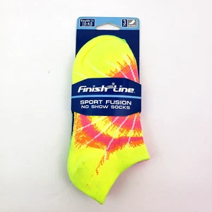 Finish Line Youth Size 10-4.5 Bright Neon Sport Fusion No Show Socks 3 Pack - Picture 1 of 6