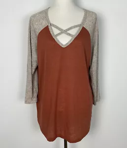 Suzanne Betro Mujer Talla 2X Camiseta Mezcla de Lino Sulover Cuello en V con ""X"" Nuevo con Etiquetas - Imagen 1 de 11