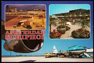 International Airport Schiphol Amsterdam Holland Multi View Aviation Postcard - Picture 1 of 2