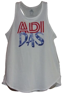 Adidas Girl's Sleeveless "ADIDAS" Patriotic White Tank Top Size: Medium NWT - Picture 1 of 3