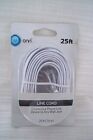 Onn Phone Line Cord 25ft - NEW  Connects Phone Line to Any Wall Jack (White)