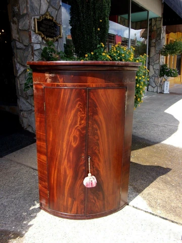 Grand Barrel Front Mahogany Wall Corner Cupboard circa 1800s Cover