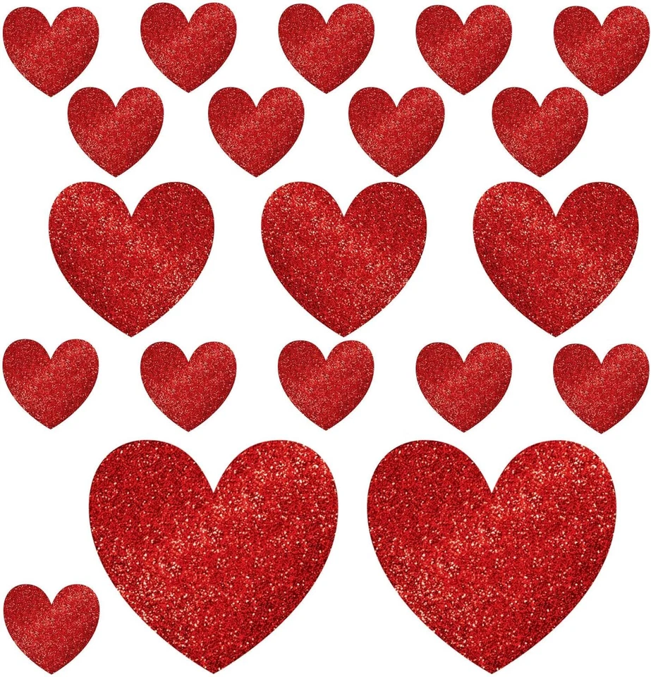Glitter Paper Hearts Valentine's Day Holiday Theme Party Decoration Cutouts - Image 1 of 1