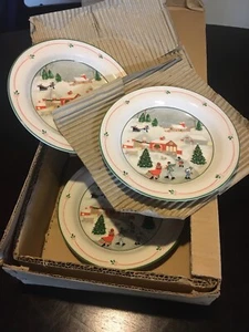 Vintage Christmas Sagno China Silent Night 3900 Korea 3 Saucers - Picture 1 of 3