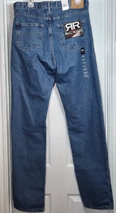NWT Real Ranch Men's 34x36 Jeans Blue Denim Relaxed Fit 5-Pocket Work Straight - Foto 1 di 10