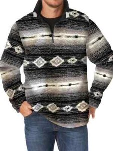 CHAQUETA SHERPA CUARTO CON CREMALLERA EN MEDIEVAL Negro/Blanco - Imagen 1 de 1