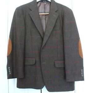 men's Lacrosse wool Blazer brown tweed 40S elbow patches vented shoulders
