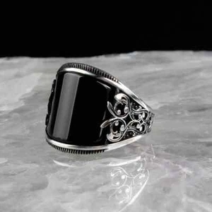 Herren Ring 925 Sterling Silber mit Schwarzem Onyx stein - Bild 1 von 8