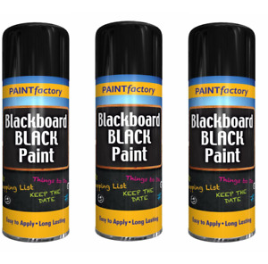 3 X 200ML BLACKBOARD BLACK All-Purpose Aerosol Spray Paint Metal Wood Plastic .