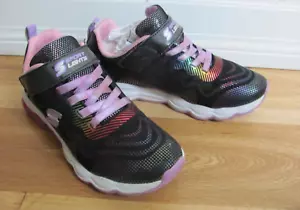 Skechers Sport TPR Sole Lights Up Micropec Max Hook & Loop Sneakers Girls 4 - Picture 1 of 13