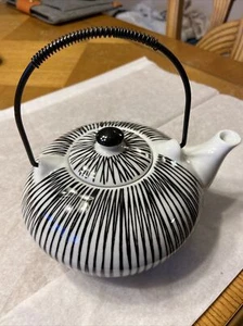 Pier 1 Akina Teapot - Black & White Design - Picture 1 of 6
