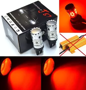 Hyper Flash Free LED Light 7444 Red Two Bulb Brake Stop Park Replace Upgrade EO - Picture 1 of 18
