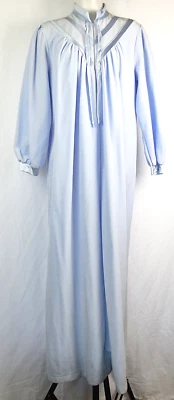 VTG Gilead Light Blue Zip-Front Pullover Long Arnel/Nylon Robe M Made in USA - Image 1 of 4