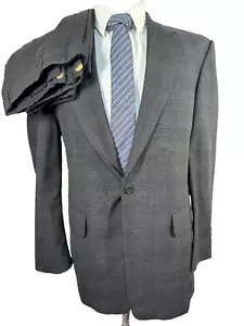LANDS' END Herren grau kariert Wolle klassisch Plissee 2-teilig Anzug 40R Sakko 33x29 Hose - Bild 1 von 16