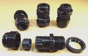 QTY4 HEYCO 3231 VERSCHRAUBUNG 1/2" NPT Nylonschnur Griff Kabel Zugentlastung mit Mutter schwarz - Bild 1 von 21