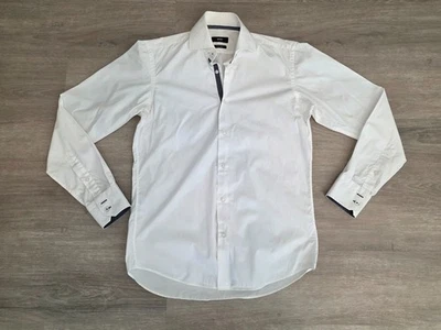 Hugo Boss Men's 14.5 Size 37 Dress White Blue Long Sleeve Button Up - Image 1 of 4