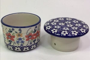 Boleslawiec ceramica polacca piatto burro francese/custode campana POLONIA floreale usato in ottime condizioni - Foto 1 di 6