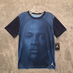 Nike Jordan Jumpman Shirt Boys 13-15 Years XL Pullover Blue Dri Fit Crew Neck - Picture 1 of 21