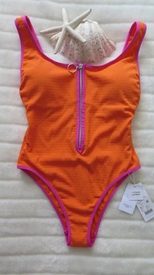 NEW Seafolly 10 Beach Bound Retro Tank One Piece Zip Front RRP$189.95 Turmeric - Image 1 of 4