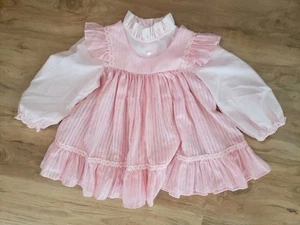 vintage girls pink dot Bryan ruffle dress size T2 2T USA - Picture 1 of 4